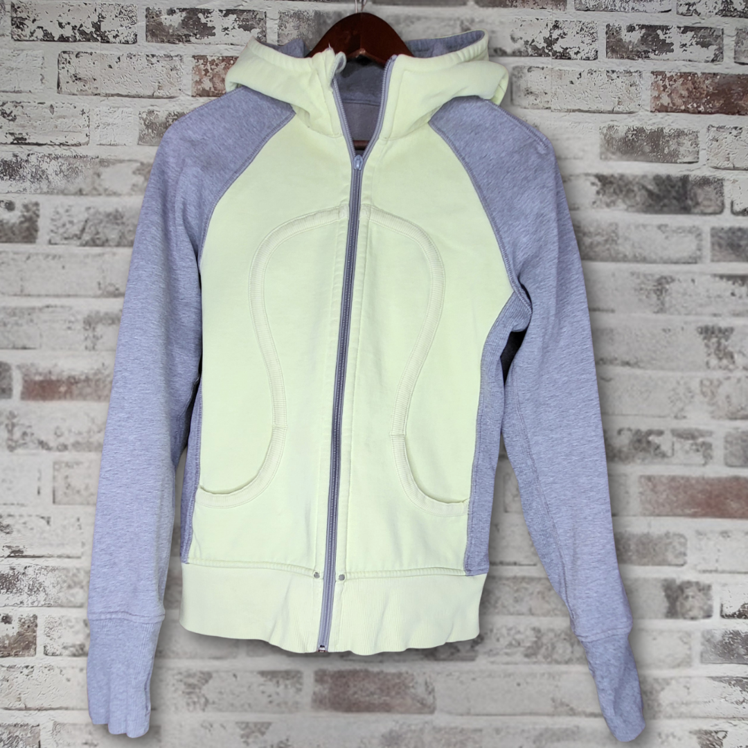 lululemon pale green/grey full-zip scuba hoodie (Women's Size S/M)