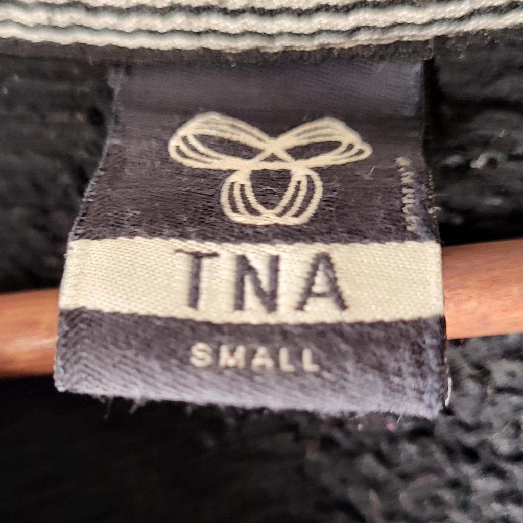 TNA black + turquoise all-over logo zip hoodie (Women's Size S)