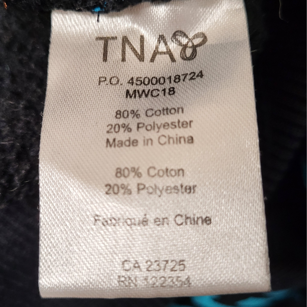 TNA black + turquoise all-over logo zip hoodie (Women's Size S)