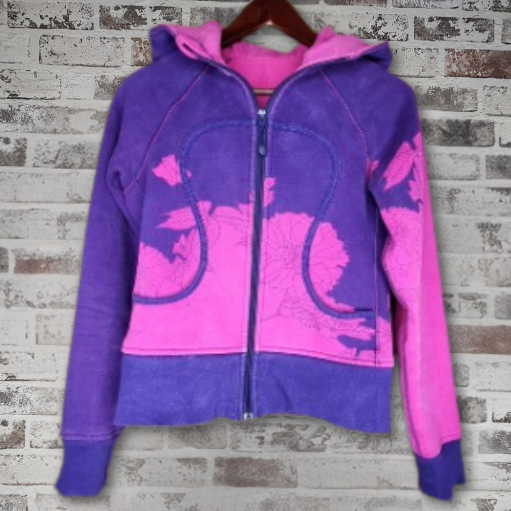lululemon purple/pink floral zip hoodie (Women's Size N/A)