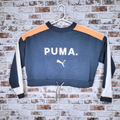 Puma blue & coral cropped sweatshirt (Women's Size M)