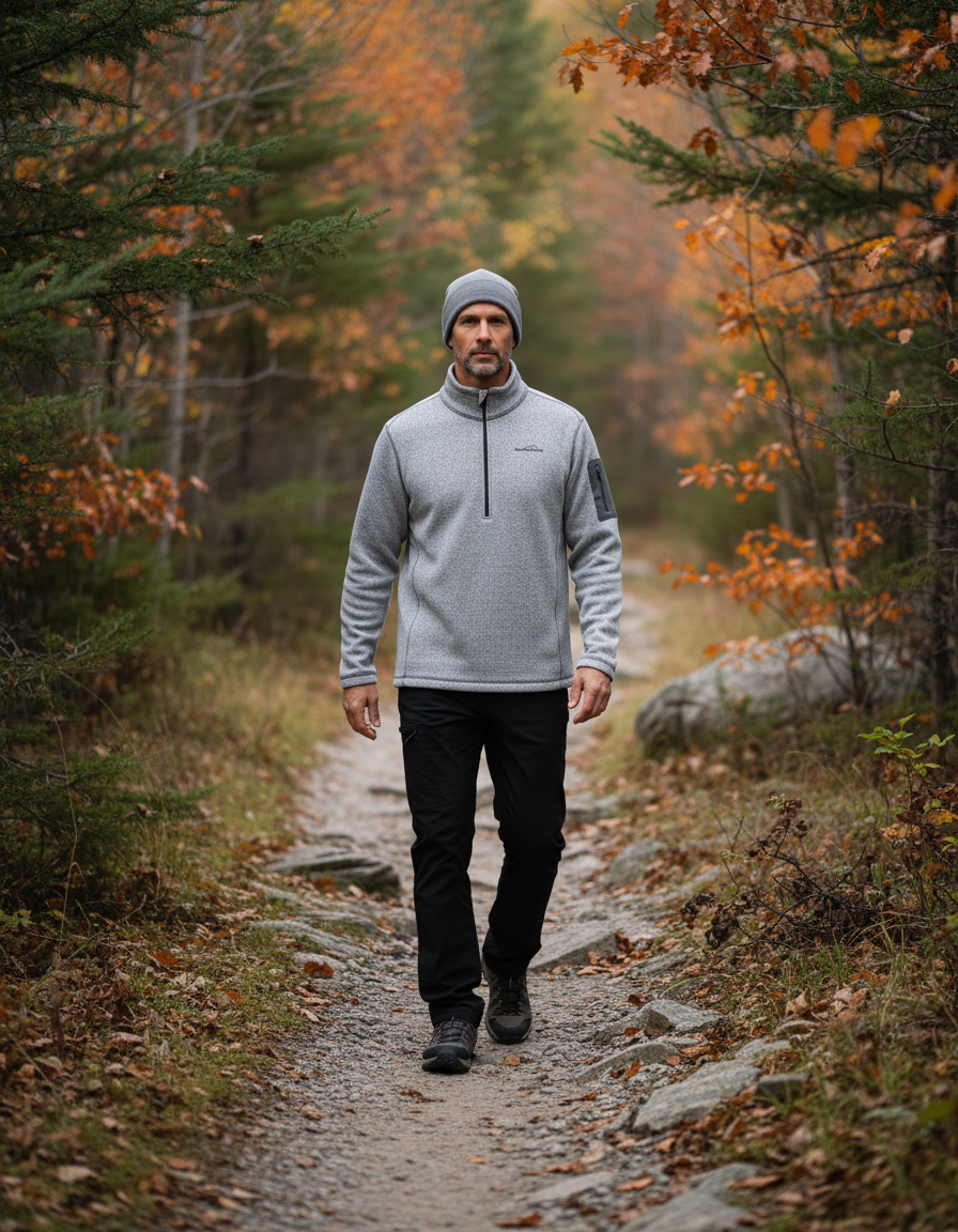 Eddie Bauer Grey Heather Quarter-Zip Fleece Pullover (Men's Size XL)