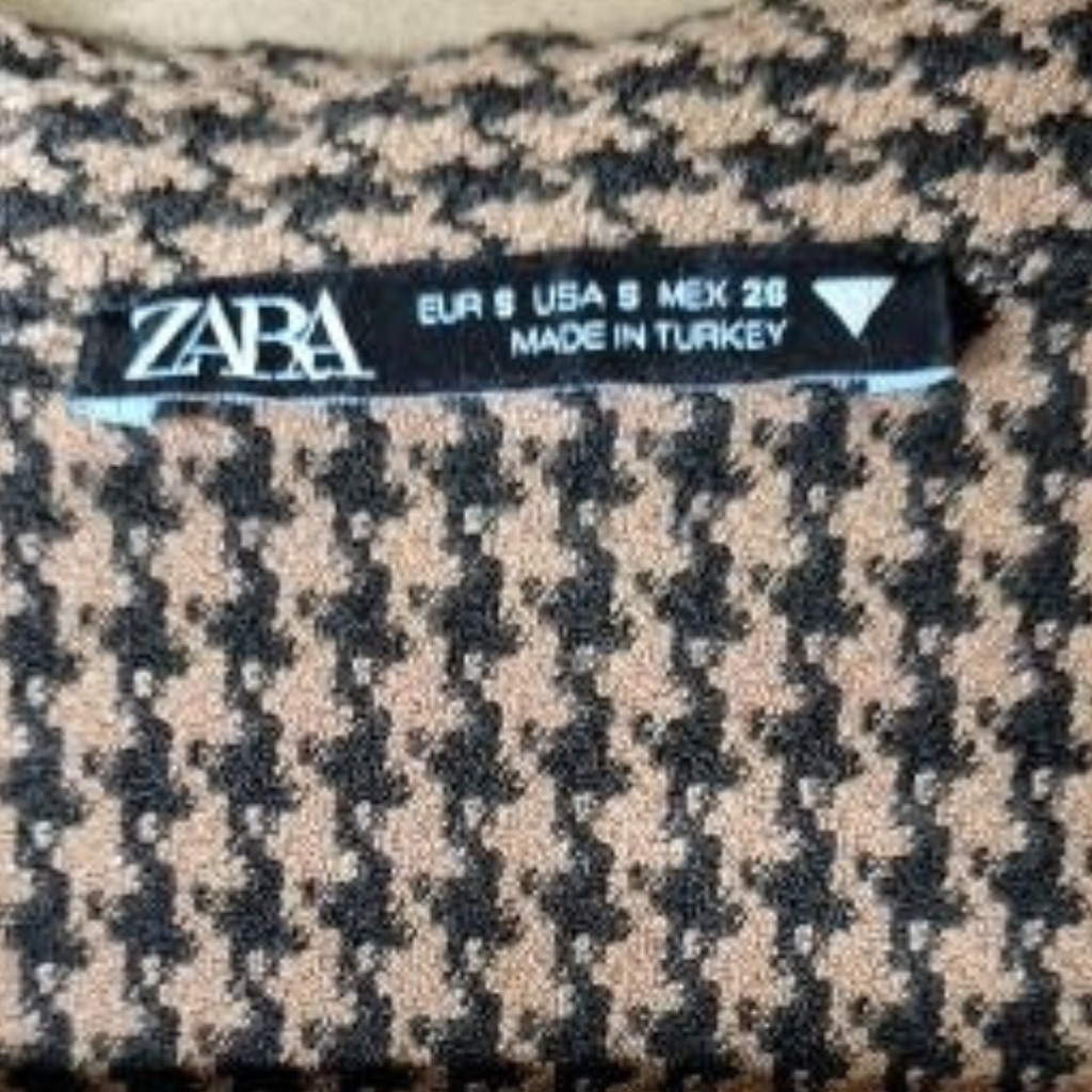 Zara houndstooth cropped collared top (Women's Size S)