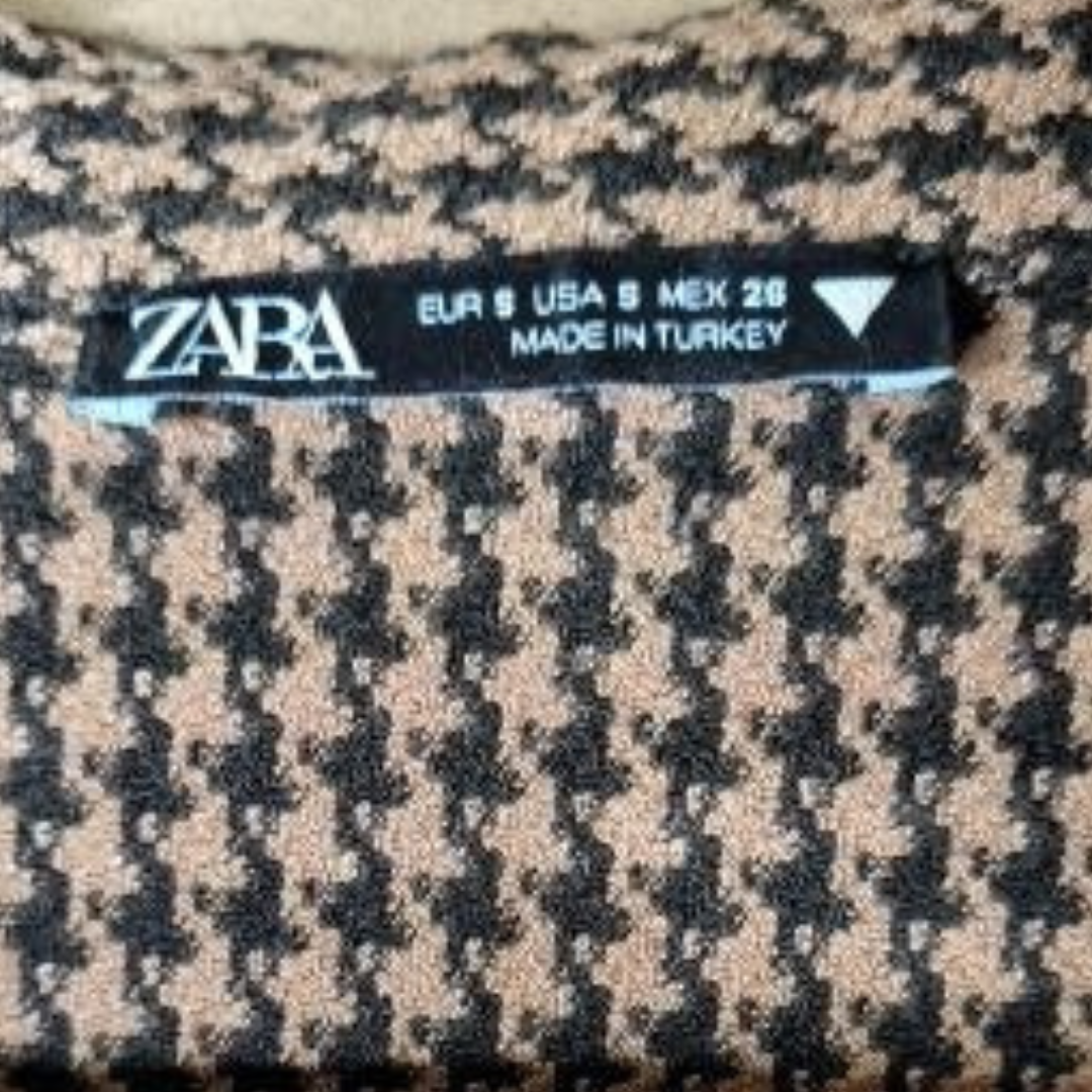 Zara houndstooth cropped collared top (Women's Size S)